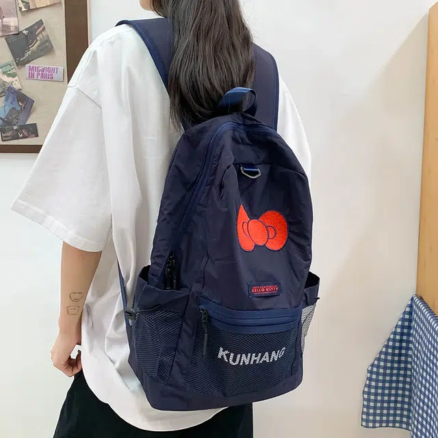 泰迪珍藏 时尚少女轻便简约百搭 尼龙 双肩包 女款 藏青色