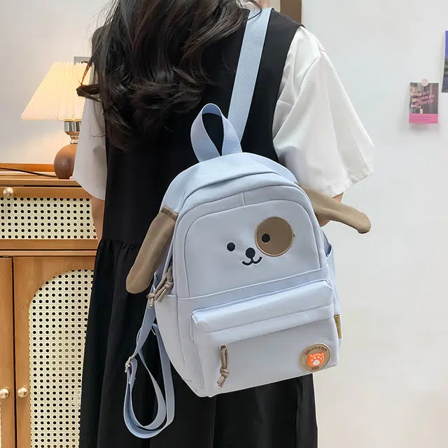 泰迪珍藏 可爱小狗大学韩版简约休闲百搭校园软萌儿童出游 帆布 双肩包 女款 多色