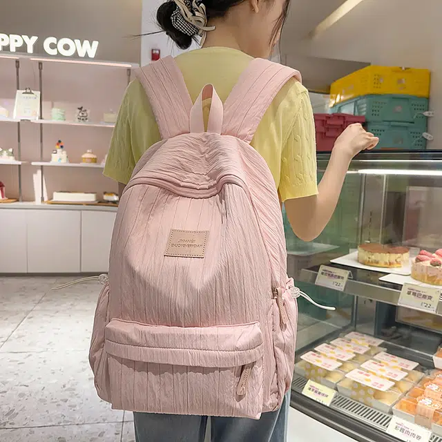 泰迪珍藏 简约纯色旅游轻便 尼龙 双肩包 女款 多色