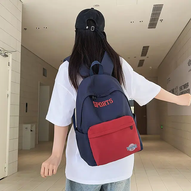 泰迪珍藏 美式复古撞色学院风 尼龙 书包背包双肩包 男女同款情侣款 多色