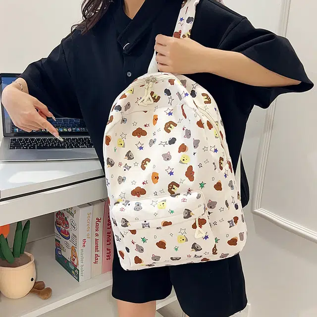 泰迪珍藏 可爱百搭印花涂鸦 尼龙 书包背包双肩包 女款 多色