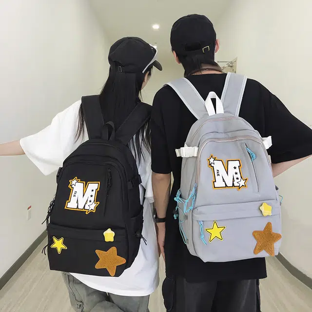 泰迪珍藏 韩版复古百搭学生星星包 尼龙 双肩包 男女同款情侣款 多色