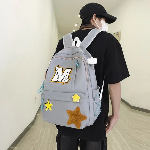 泰迪珍藏 韩版复古百搭学生星星包 尼龙 双肩包 男女同款情侣款 多色