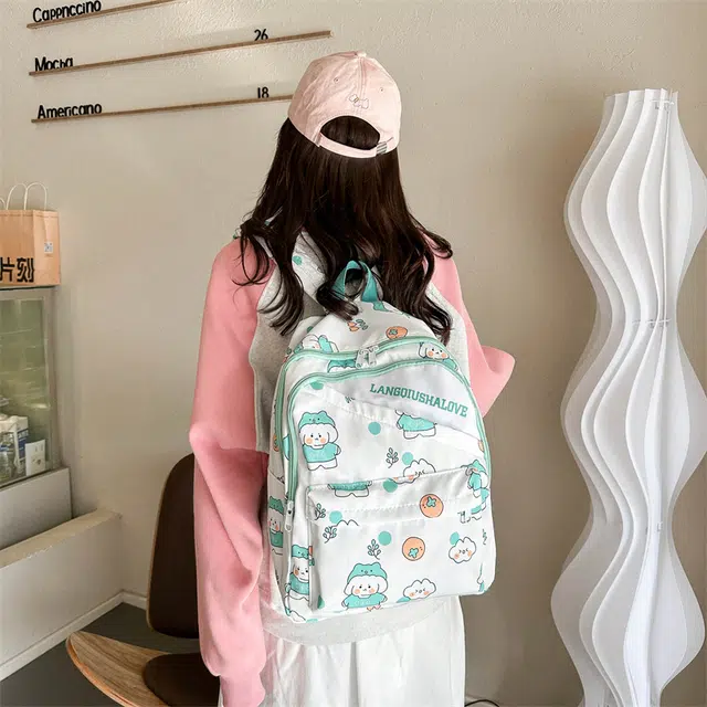 泰迪珍藏 可爱涂鸦印花原宿 牛津布 双肩包 常规 女款 多色