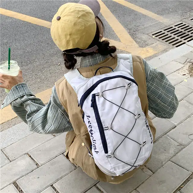 泰迪珍藏 韩国轻便徒步旅行登山运动背包书包大容量双背包户外包  牛津布白色/黑色  男女同款情侣款