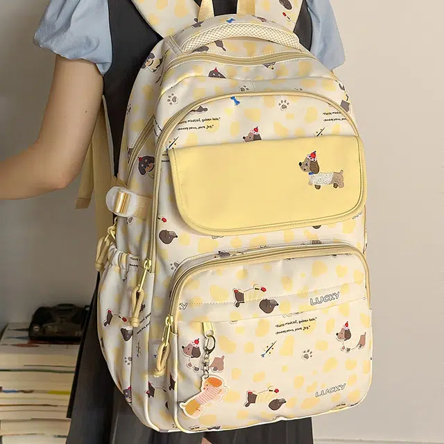 泰迪珍藏 可爱腊肠狗印花高颜值背包大容量 尼龙 双肩包 常规 女款 多色