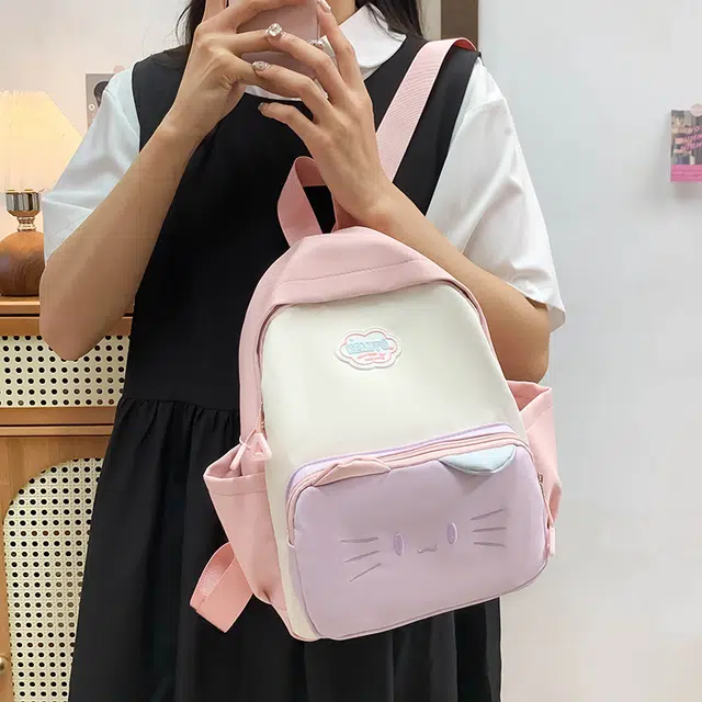 泰迪珍藏 日系猫耳朵简约百搭少女心 帆布 双肩包 女款 多色