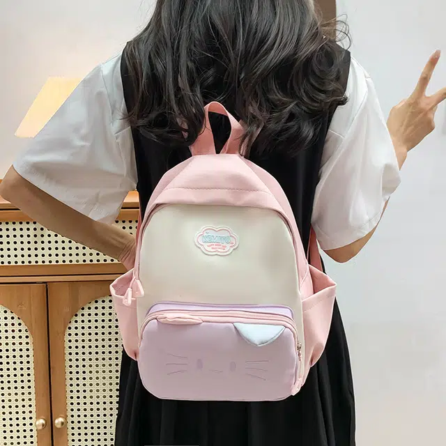 泰迪珍藏 日系猫耳朵简约百搭少女心 帆布 双肩包 女款 多色