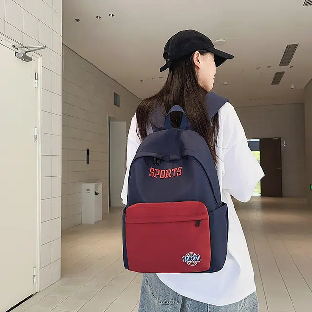 泰迪珍藏 美式复古撞色学院风 尼龙 书包背包双肩包 男女同款情侣款 多色
