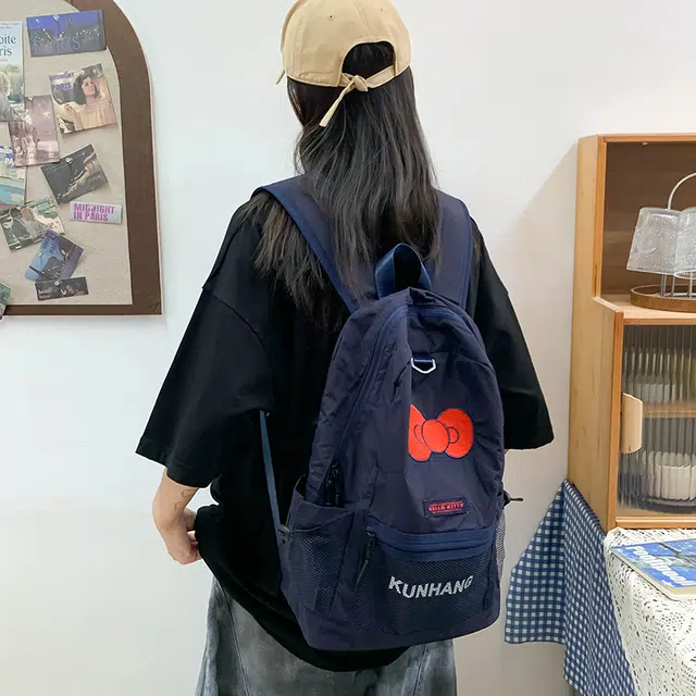 泰迪珍藏 时尚少女轻便简约百搭 尼龙 双肩包 女款 藏青色