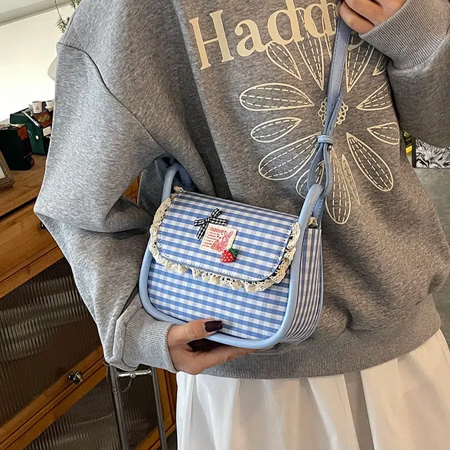 泰迪珍藏 小众设计时尚格子时尚百搭 布 斜挎包 女款 多色