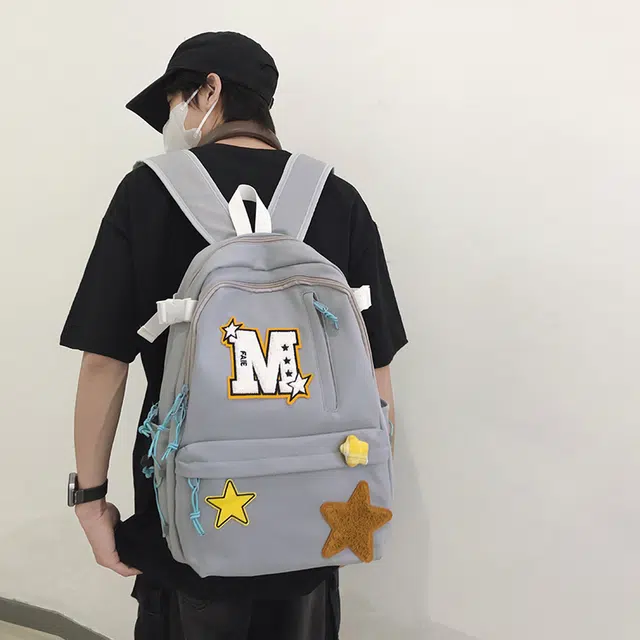 泰迪珍藏 韩版复古百搭学生星星包 尼龙 双肩包 男女同款情侣款 多色