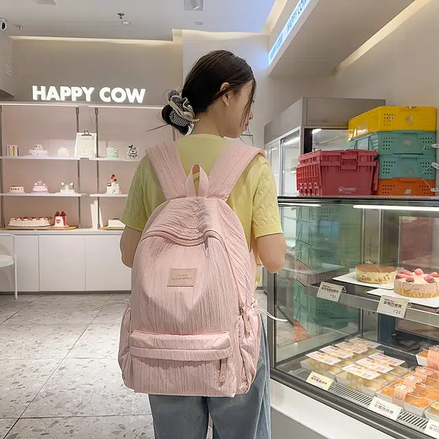 泰迪珍藏 简约纯色旅游轻便 尼龙 双肩包 女款 多色