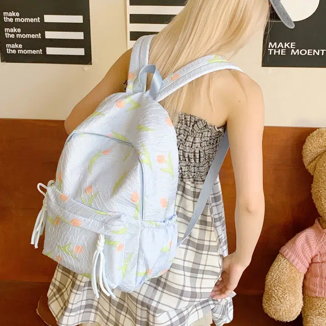 泰迪珍藏 小众设计日系百搭初高中大学生 尼龙布 双肩包 女款 多色