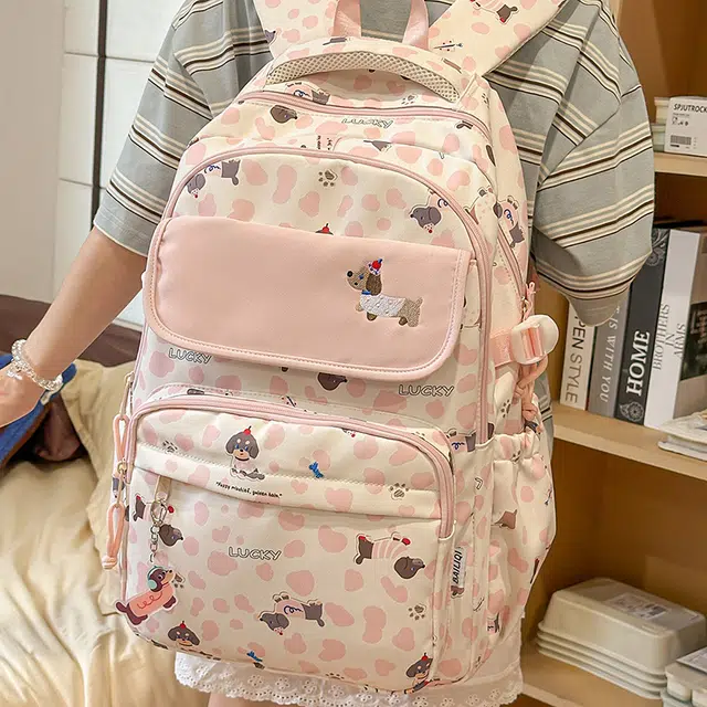 泰迪珍藏 可爱腊肠狗印花高颜值背包大容量 尼龙 双肩包 常规 女款 多色