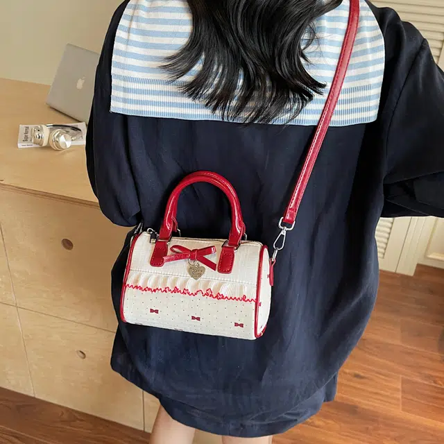泰迪珍藏 甜美波点蝴蝶结高颜值百搭精致 布 手提包 女款 多色