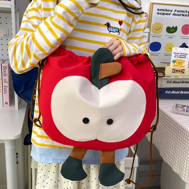 泰迪珍藏 苹果造型学生上课 尼龙 双肩包 女款 多色