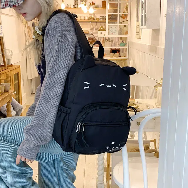 泰迪珍藏 卡通猫咪耳可爱 尼龙布 痛包 常规 女款