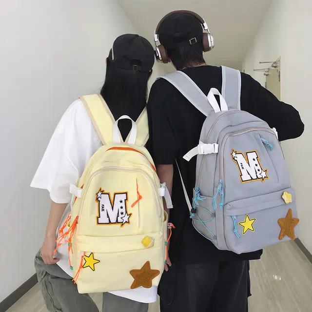 泰迪珍藏 韩版复古百搭学生星星包 尼龙 双肩包 男女同款情侣款 多色