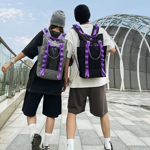 泰迪珍藏 工装风撞色大容量旅行 尼龙 双肩包 男女同款情侣款 多色