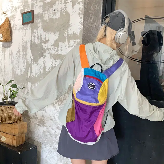 泰迪珍藏 撞色旅行徒步轻便大容量背包书包 牛津布 双肩包 男女同款情侣款 多色