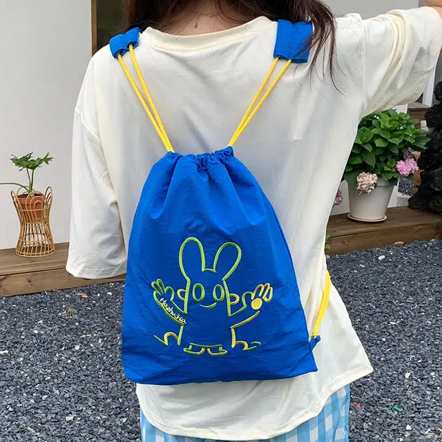 泰迪珍藏 可爱卡通刺绣抽绳甜酷韩系束口运动旅游 尼龙 双肩包 女款 多色
