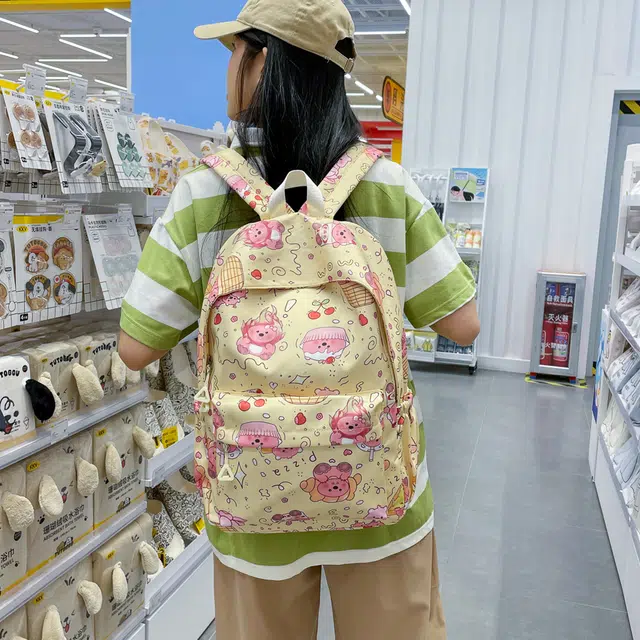 泰迪珍藏 卡通可爱印花高颜值 尼龙 双肩包 常规 女款 多色