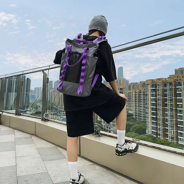 泰迪珍藏 工装风撞色大容量旅行 尼龙 双肩包 男女同款情侣款 多色
