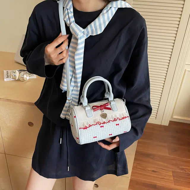 泰迪珍藏 甜美波点蝴蝶结高颜值百搭精致 布 手提包 女款 多色