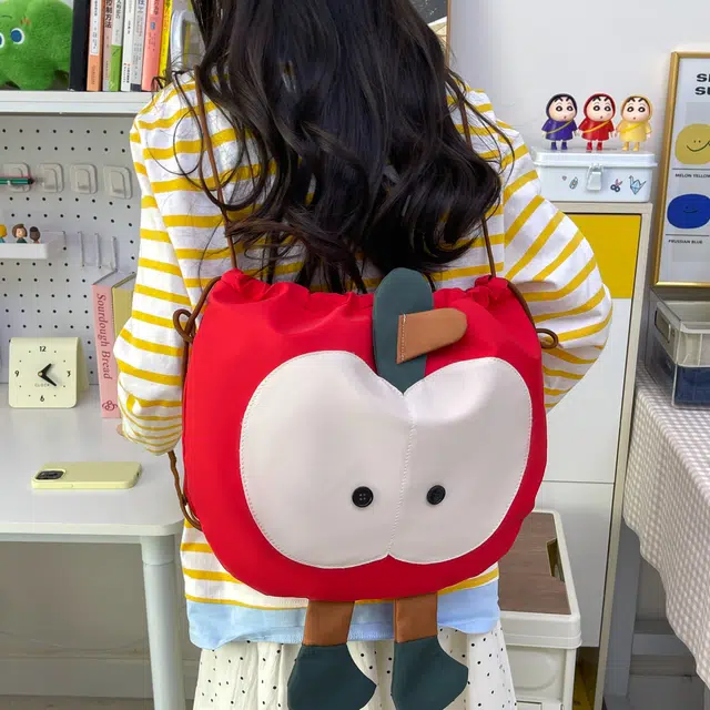 泰迪珍藏 苹果造型学生上课 尼龙 双肩包 女款 多色