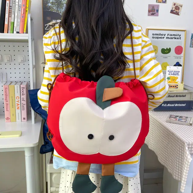 泰迪珍藏 苹果造型学生上课 尼龙 双肩包 女款 多色