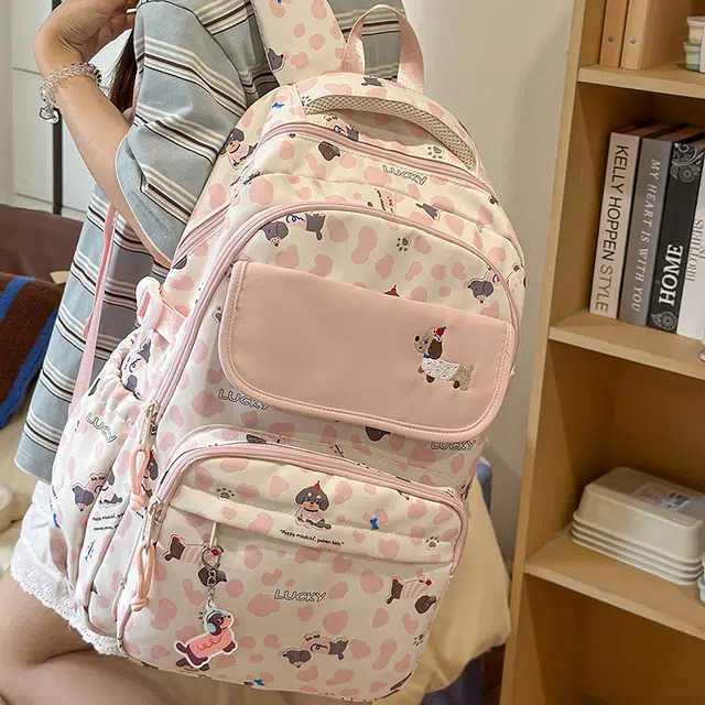泰迪珍藏 可爱腊肠狗印花高颜值背包大容量 尼龙 双肩包 常规 女款 多色