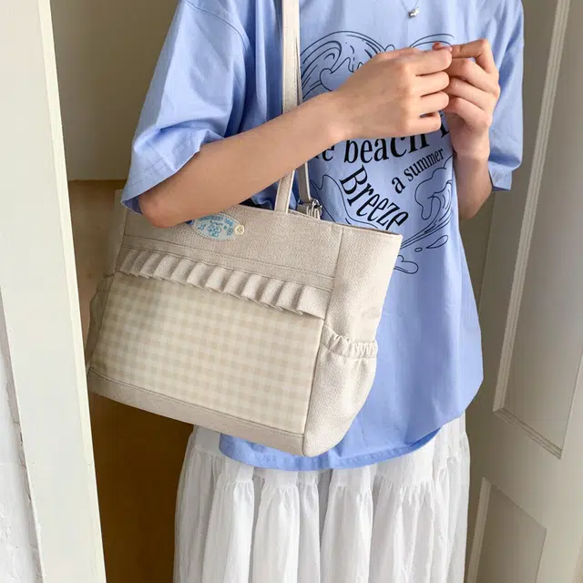 泰迪珍藏 日系可爱甜美文艺格子百搭 帆布 托特包双肩单肩包 女款 多色