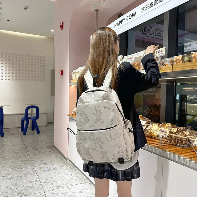泰迪珍藏 书包可爱小熊初中生高中大容量中学生高颜值大学生 尼龙 双肩包 女款 多色
