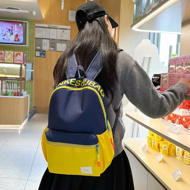 泰迪珍藏 撞色字母设计运动 尼龙 双肩包 女款 多色