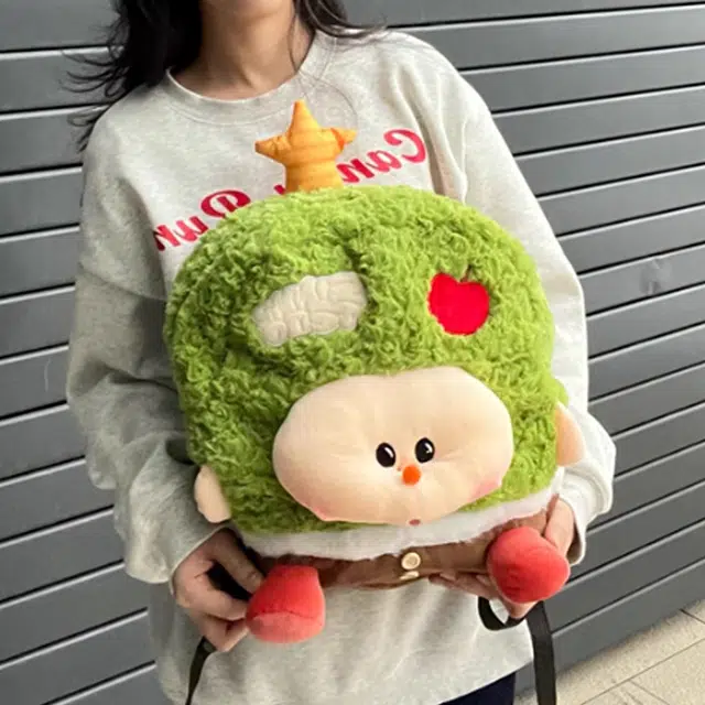 泰迪珍藏 可爱苹果树日系可爱卡通玩偶包潮森系 毛绒 双肩包 女款 绿色