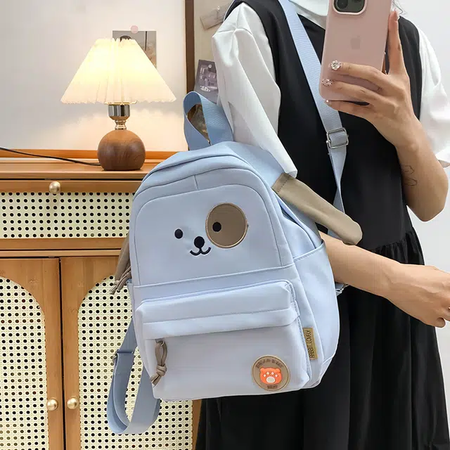 泰迪珍藏 可爱小狗大学韩版简约休闲百搭校园软萌儿童出游 帆布 双肩包 女款 多色