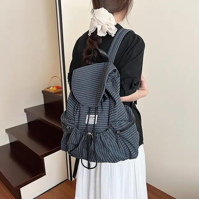 泰迪珍藏 潮流休闲户外旅行大容量 布 双肩包 女款 灰蓝色