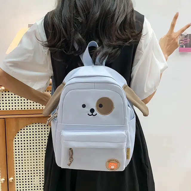 泰迪珍藏 可爱小狗大学韩版简约休闲百搭校园软萌儿童出游 帆布 双肩包 女款 多色