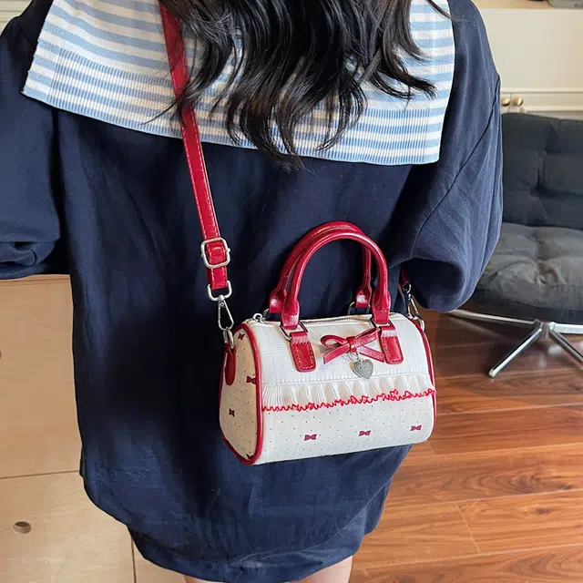 泰迪珍藏 甜美波点蝴蝶结高颜值百搭精致 布 手提包 女款 多色