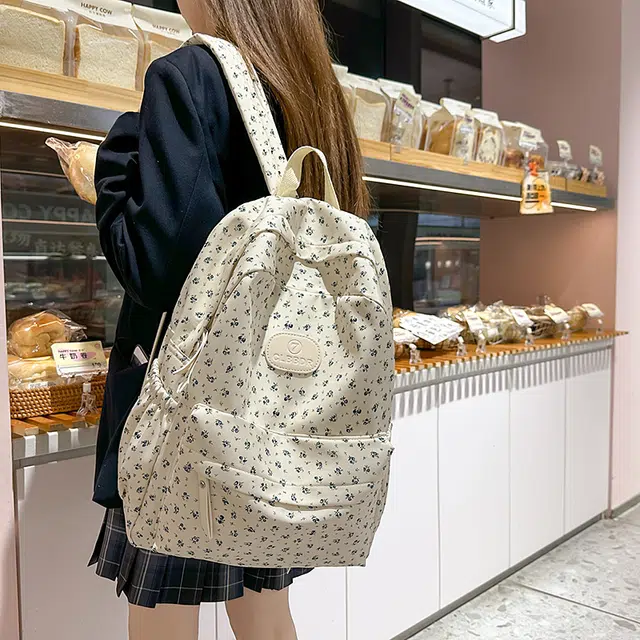 泰迪珍藏 韩系小碎花高颜值百搭潮流 尼龙 双肩包 女款 多色