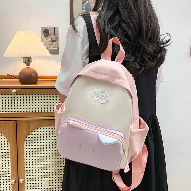 泰迪珍藏 日系猫耳朵简约百搭少女心 帆布 双肩包 女款 多色