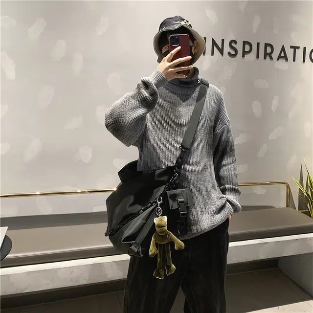 泰迪珍藏 工装机能风时尚百搭街头潮酷 尼龙 斜挎单肩包 男女同款情侣款 黑色
