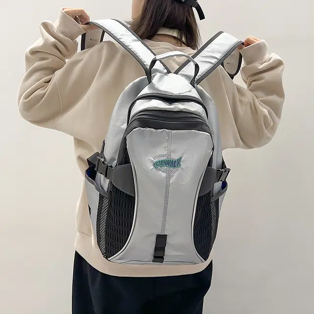 泰迪珍藏 小众美式复古 尼龙 双肩包 常规 男女同款情侣款 银色