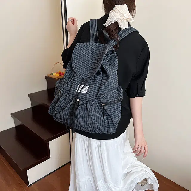 泰迪珍藏 潮流休闲户外旅行大容量 布 双肩包 女款 灰蓝色