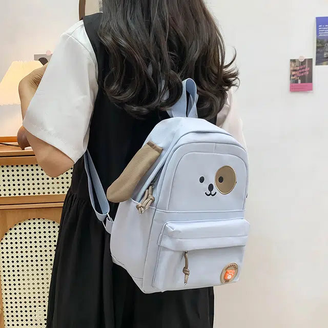 泰迪珍藏 可爱小狗大学韩版简约休闲百搭校园软萌儿童出游 帆布 双肩包 女款 多色