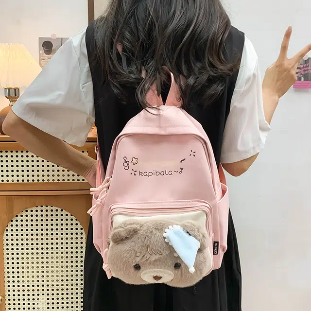泰迪珍藏 可爱卡通小熊猫背包亲子大学日系 帆布 双肩包 女款 多色
