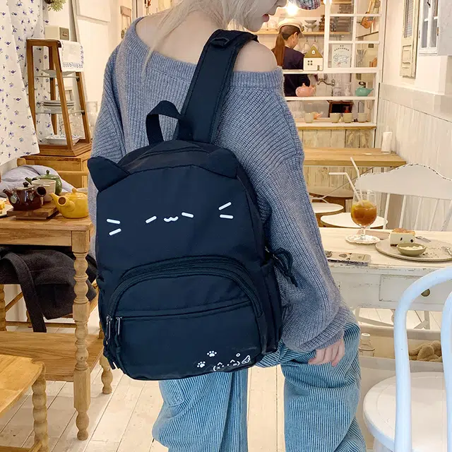 泰迪珍藏 卡通猫咪耳可爱 尼龙布 痛包 常规 女款