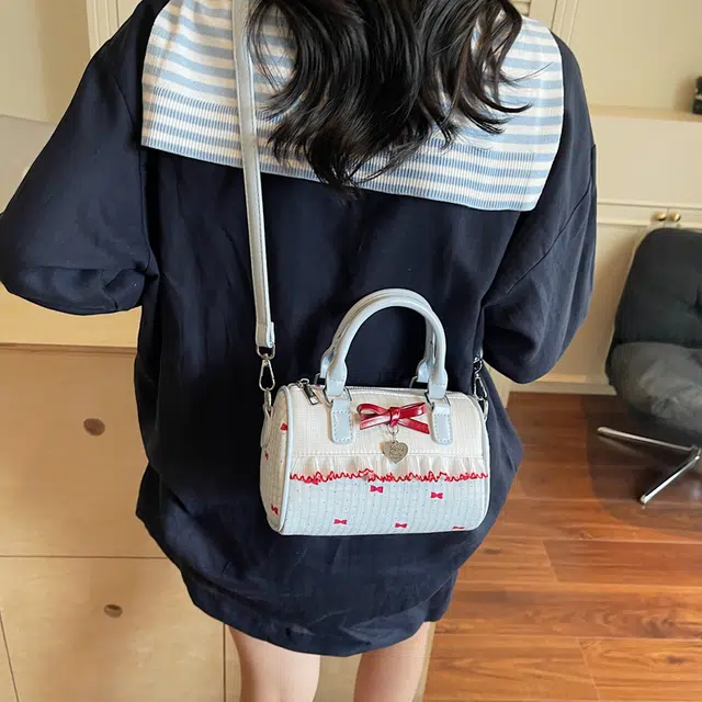 泰迪珍藏 甜美波点蝴蝶结高颜值百搭精致 布 手提包 女款 多色