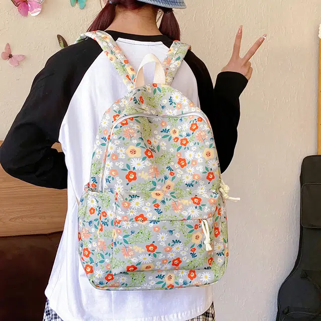 泰迪珍藏 森系日系小清新碎花初高中生大容量书包 尼龙 双肩包 女款 多色